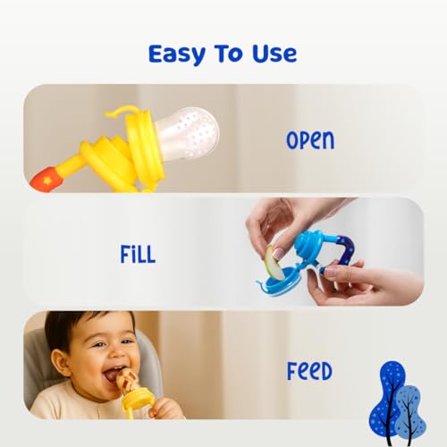 Image of Bumtum Baby Silicone Food & Fruit Nibbler with Extra Mesh | Soft Pacifier Feeder & Teether for Infants 3+ Months | BPA Free, Hygienic | Baby Fruit Nibbler Combo - Pack of 2