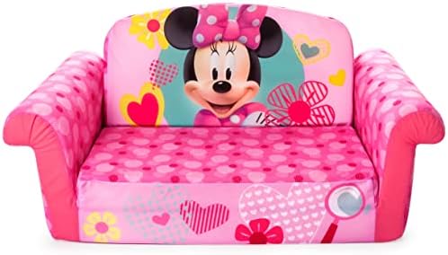 Marshmallow Furniture, Children's 2-in-1 Flip Open Foam Compressed Sofa, Disney's Minnie Mouse