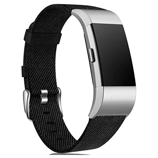 Linghuang Vävt tyg utbytbart armband rem band för Fit Bit Charge 2