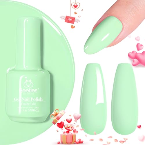 Image of Beetles Mint Green Gel Nail Polish, 15ML Green Gel Polish, Soak off Uv Led Nail Lamp Bright Summer Nails Art Manicure Salon Salon DIY