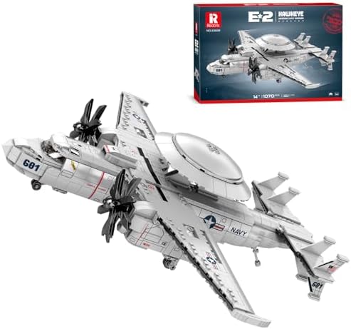 Reobrix 33029 E-2 Hawkeye Model Building Kit, Early Warning Jet Fighter Building Block Set, Military Toy Gift for Teens 14+ and Adults, 1070 PCS