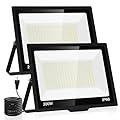 200W LED Flood Light Outdoor with Plug+10ft Wire, 24000Lm Super Brighter Security Light, IP66 Waterproof LED Work Light, 5000K Daylight White Exterior Floodlight for Yard Garden Garage Stadium(2 Pack)