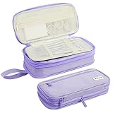 WEMATE Large Pencil Case, Foldable Pencil Pouch with Zipper Compartments & Handle, Aesthetic Pencil