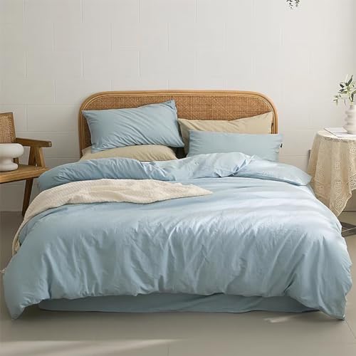 AShanlan Bettwäsche 135x200 Babyblau Bettbezug mit 1 Kissenbezug 80x80 cm – Ansicht 1