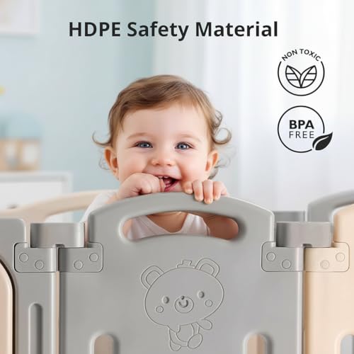 Image of Uanlauo Baby Playpen, 2 Panel Foldable Play Yard for Toddlers, Easy Assemble Safety Baby Fence, Play Pens for Babies and Toddlers,Babies Fence Play Yards