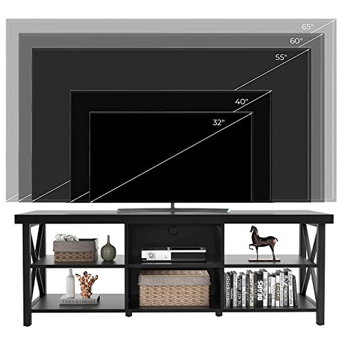 Greenforest Tv Stand For Tv Up To 65 Inches Entertainment Center With 6 Storage Cabinet For Living Room, 55 Inch Television Stands Console Table, Black #TOP2