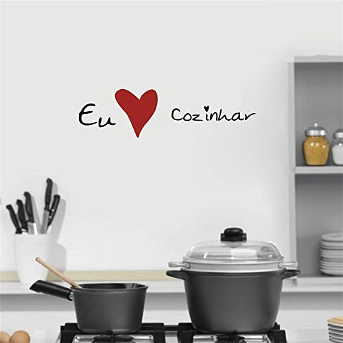 Gadgets Wrap Portuguese Modern Kitchen Stickers, I Love EU Cozinhar Vinyl Waterproof Mural Kitchen Sticker Decal
