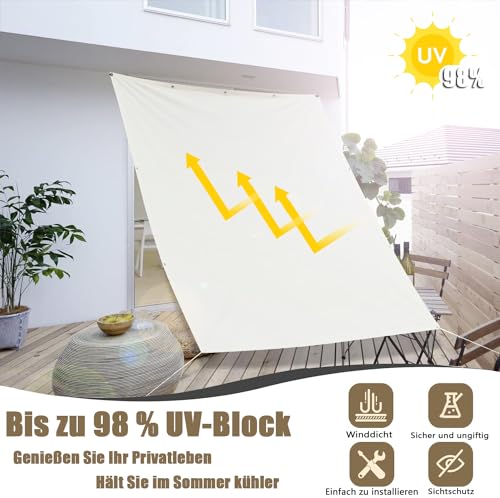 Voile d'ombrage imperméable MENGH pour balcon et terrasse avec œillets vert 3x5m - 4