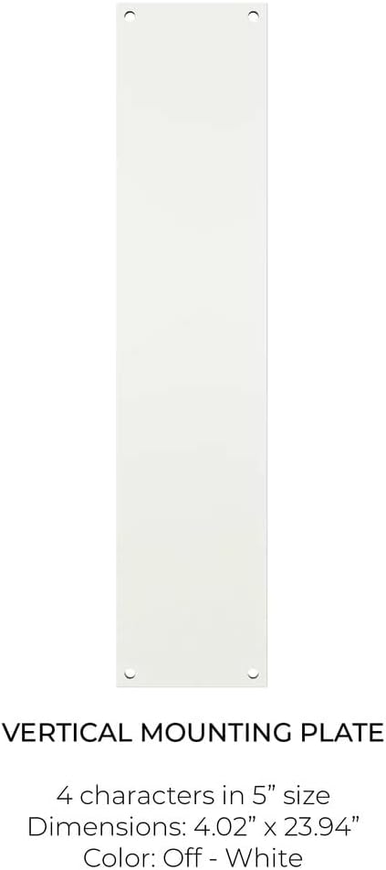 Vertical Mounting Plate for 5-Inch LED Lighted Address Numbers – Stainless Steel Backplate for LumaNumbers, Conceals Wiring, Durable Off-White Finish (for 4 Numbers)