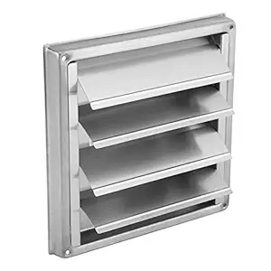 Hoponew Vent Cover Louvered Dryer Air Vent Cap Stainless Steel External Wall Air Vent Square Extractor Fan Outlet Weather Proof Pest Guard Exhaust Outlet