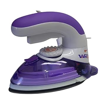 Mini Ferro de Passar à Vapor Steamer para Viagem Patchwork Bivolt Roxo W-777