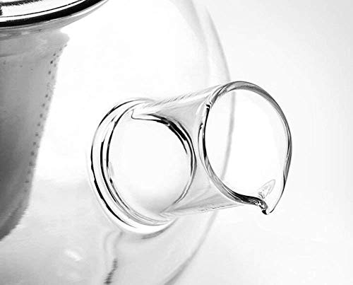 Image of Gas Stove Safe Glass Kettle - 1000ml Borosilicate Teapot with Steel Infuser, Heat-Resistant Design & Drip-Free Spout for Loose Leaf and Blooming Teas (1000ml)