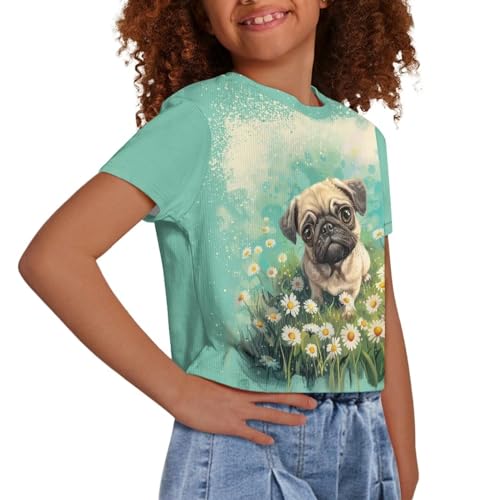 Image of Kids Crop Top Short Sleeve T-Shirts for Girls Size 5-14