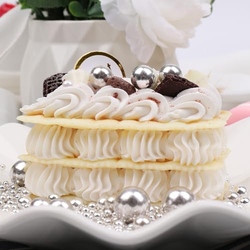Image of Silver Sprinkles for Cake Decorating, 130g /4.6oz Edible Silver Pearl Sprinkles, Candy Baking Decorations, Ice Cream Toppings and Cookie Decorating, Wedding Party Valentines Supplies