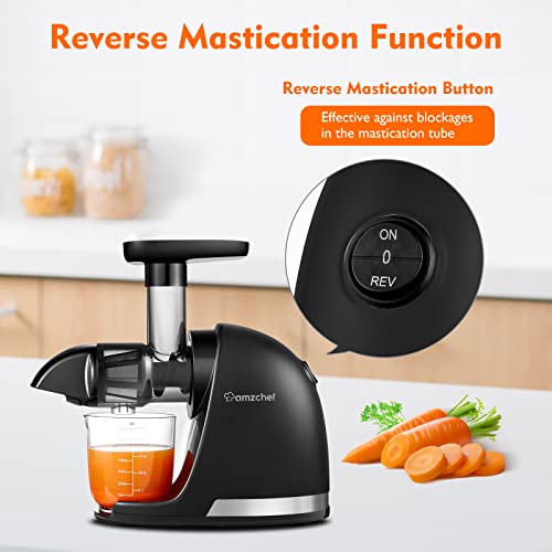 Cold Press Juicer Machines, AMZCHEF Slow Masticating Juicer with Reverse Function, High Juice Yield, Easy Clean with Brush,Recipes for High Nutrient Fruits and Vegetables, Black(Updated) - Image 3