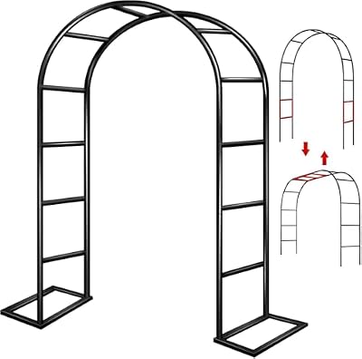 Garden Arch Trellis for Climbing Plants Outdoor Wedding Arches for Ceremony Black Metal Garden Arbor Indoor Garden Arches for Party Decoration 7.9ft Wide X 6.4ft High (Black Garden Arch)