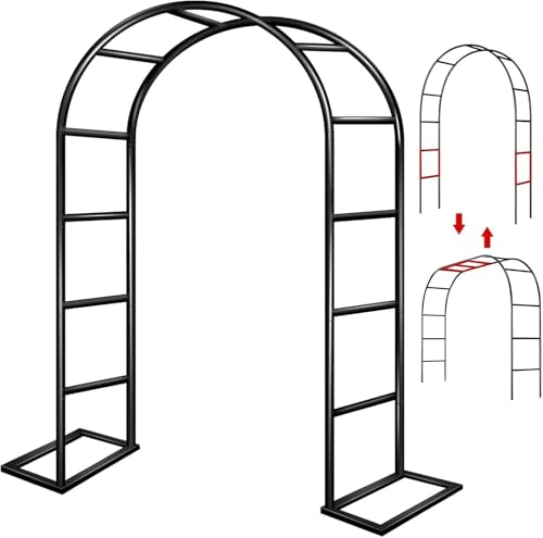 Garden Arch Trellis for Climbing Plants Outdoor Wedding Arches for Ceremony Black Metal Garden Arbor Indoor Garden Arches for Party Decoration 7.9ft Wide X 6.4ft High (Black Garden Arch)