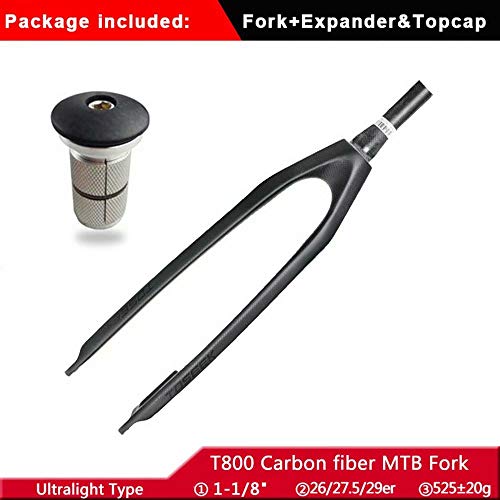 Carbon Fiber Mtb Rigid Fork 26/27.5/29" Tapered Tube 1-1/8" 3K T800 Disc Brake, 28.7Mm Threadless Ultralight Mountain Bike Front Forks Expander Top Cap #TOP6