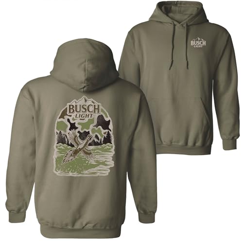 Brew City Busch Light Duck Hunting Camo Front and Back Sweatshirt Hoodie (US Alpha 3X-Large Regular Regular Green)