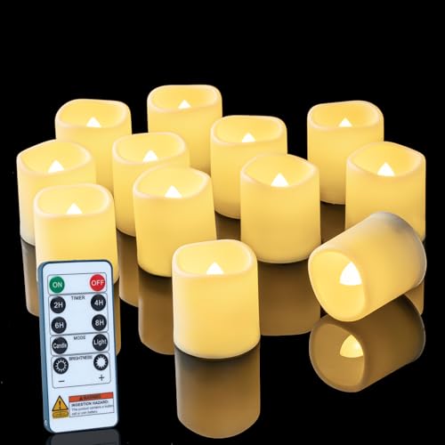 Homemory 400+ Hour Remote Control Candles, 2/4/6/8H Timer LED Votive Candles, Battery Operated Tea...