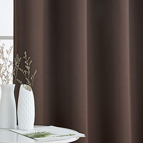 Hlc.me Dakota 100% Complete Blackout Lined Drapery With Double Layer Thermal Insulated Energy Efficient Window Curtain Grommet Panels For Bedroom & Living Room, 2 Panels (52 W X 84 L, Chocolate Brown) #TOP2