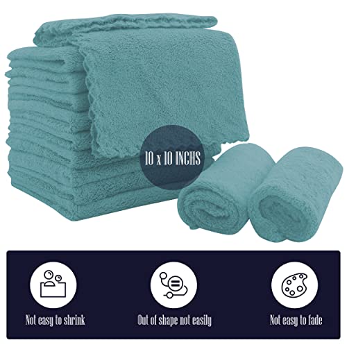 Image of 16 Pack Baby Washcloths - Luxury Coral Fleece - Extra Absorbent and Soft Wash Clothes for Newborns, Infants and Toddlers - Suitable for Sensitive Skin and New Born - Baby Shower - Teal, 10x10 Inch
