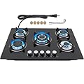 Gveyajo Gas Cooktop 30 Inch 5 Burners, Propane Natural Gas Convertible Gas Stove Top, 35,900BTU Glass Gas Hob Built-in or Countertop Stove for Outdoor Indoor Cooking in Kitchen, RV, Camping