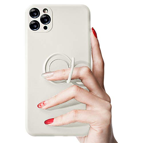 Tybiky Cover per iPhone XS Max Liquid Silicone, [con anello girevole a 360 gradi] silicone Bumper antiurto e antigraffio interno in microfibra Case Cover Cover per iPhone XS Max. Off-White