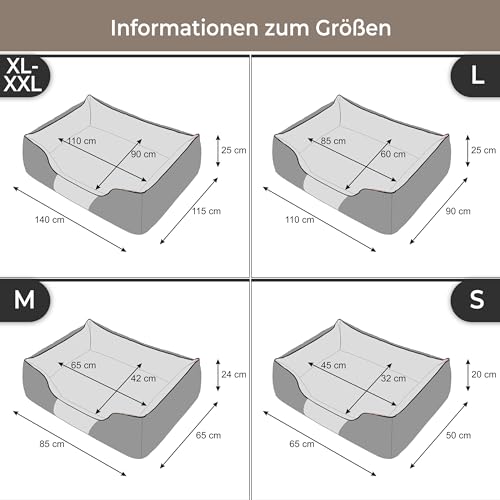Bjird Hundebett - Hundekorb für kleine mittelgroße & große Hunde - Hundekissen - Hundesofa - Bezug abnehmbar und waschbar - Comfort - Größe: S - Schwarz