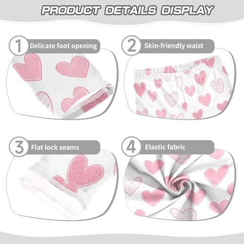Pink Heart Girls Leggings Ultra Soft Compression Yoga Gym Pants for Kids 4-10T3