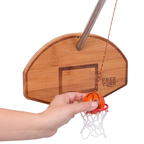 Tiki Toss Basketball and Hoop Deluxe Swing Game Free Toss- Be The First to Swing A Basket 100% Bamboo Party Game (with Telescoping Pole)