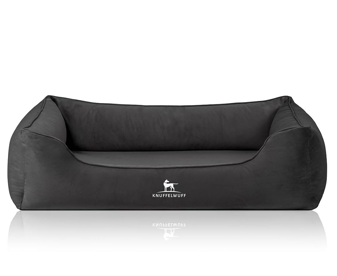 Knuffelwuff orthopädisches Hundebett Jona Samt M-L | Memory Foam | Bezug abnehmbar waschbar | gelenkschonend wärmend langlebig | für kleine mittelgroße große Hunde