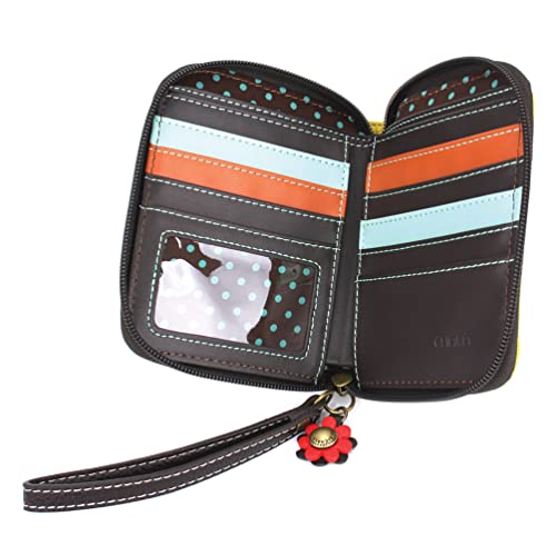 Image of CHALA Zip Around Wallet, Wristlet, 8 Credit Card Slots, Sturdy Pu Leather - Monarch Butterfly - Mustard