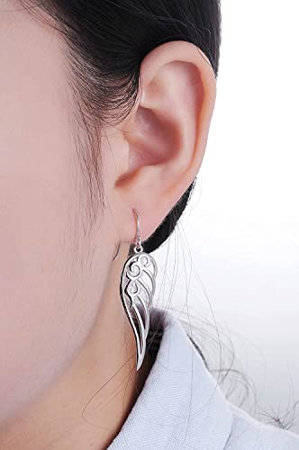 Sterling Silver Angel Wings Design Dangle Drop Earrings For Womens By Ganga Jewells2