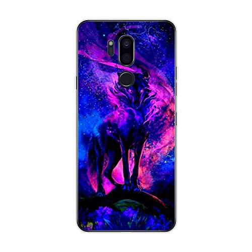 KARTXITAI Funda Silicone Case Compatible con LG G7 ThinQ, Carcasa de Silicona Cover, Gel Flexible,Regalo Original - Lobo