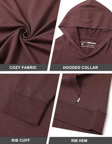 M MAELREG Mens Hoodies Pullover Kangaroo Pocket Regular Fit Stretch Lightweight Golf Hooded Sweatshirts for Men Brick Heather - image 6