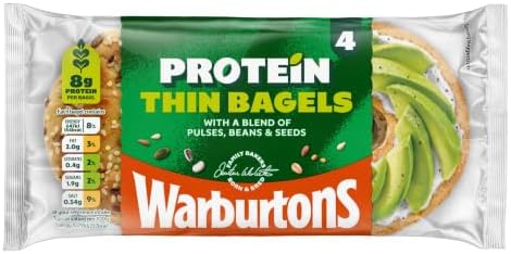 Warburtons 4 Seeded Protein Thin Bagels, Pack of 4