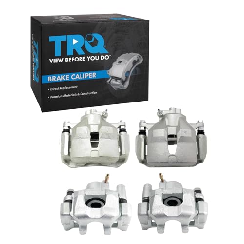 Image of TRQ Front and Rear Brake Caliper Set Zinc Coated Brackets Hardware Compatible with 2002-2006 Toyota Camry