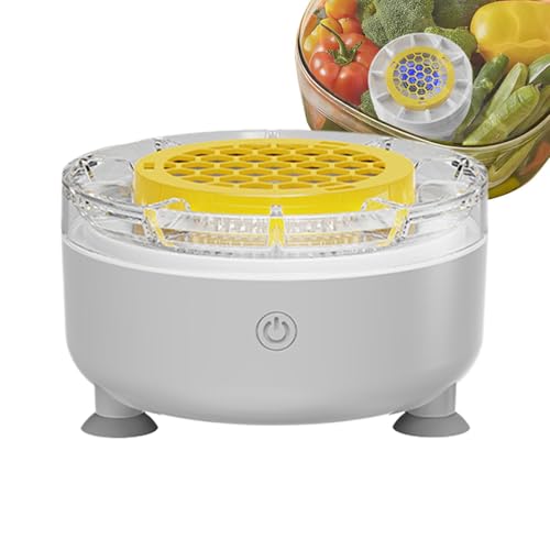 Fravsiu Centrifugadora de Limpieza de Frutas - Cuencos Giratorios de Limpieza 1800 mAh,de Frutas Inalámbrica,para la Preparación en Encimera de Cocina de Alimentos, Verduras y Bayas