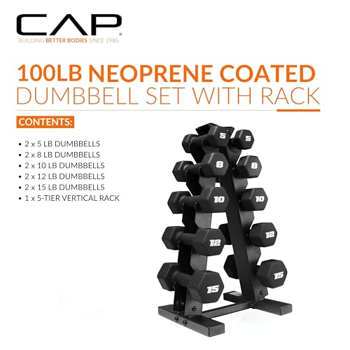 Image of CAP Barbell Neoprene Dumbbell Weights Pairs & Sets | Black