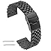 Produktbild Kai Tian 22mm Prämie Super 3D Schwarz Armbanduhr Edelstahl Uhrarmband Metall Uhrenarmband mit Doppelschlössern Taucherschließe für Damen Herren