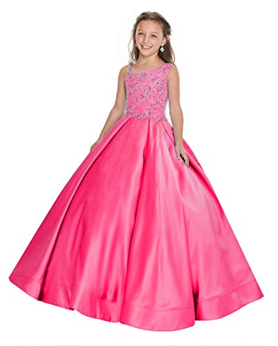 Junguan Little Girls' Straps National Pageant Dresses Long Princess Birthday Party Ball Gowns Glitz with Pockets