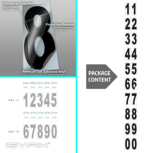 image for iSYFIX 6 in Slim Black Vinyl Numbers Stickers, Self Adhesive -2 Sets- 