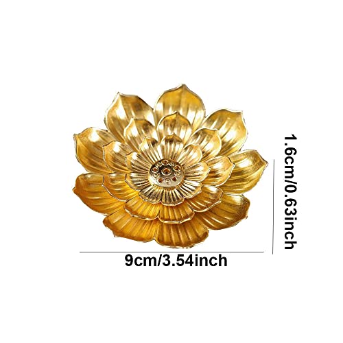 Skmihjl 3Pcs Lotus Alloy Metal Incense Holder Lotus Stick Incense Burner Incense Holder For Stick/Cone/Coil Incense With Ash Catcher (Golden) #TOP6
