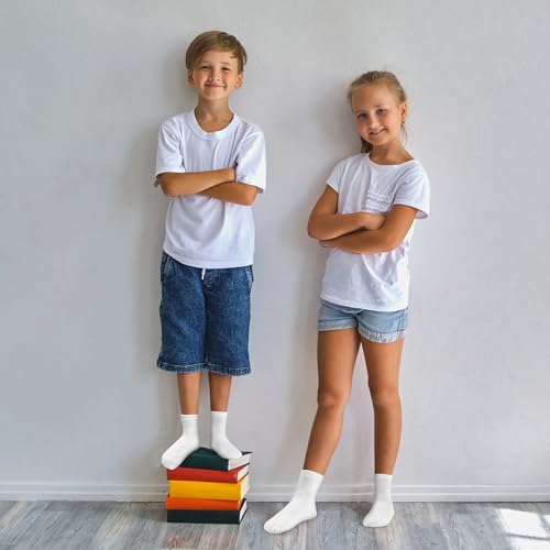 Image of 24 Pairs Boys Crew Socks, Unisex Kids School Socks Ages 1-14 | Classic black white grey multipack,easy to match daily outfits for boys and girls,thoughtful gift for back-to-school