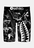 Ethika Men’s Boxer Brief, Knee Length, 4-Way Stretch Performance Underwear with Graphic Prints - Bomber Be Bold (BLW, M) Black/White
