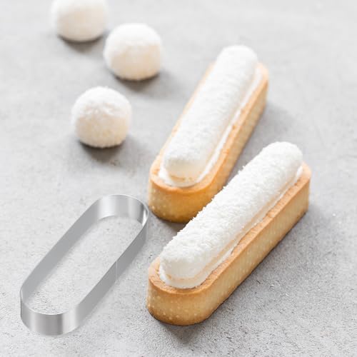 Moldes de acero inoxidable uxcell, anillos ovalados antiadherentes para repostería y tartas 4