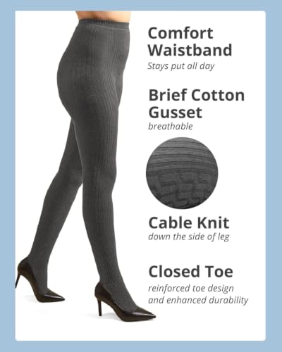Image of MeMoi Portland Cable Knit Sweater Tights, Warm Opaque Winter Tights
