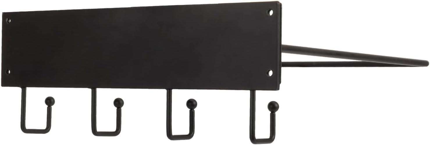 MyGift Industrial Matte Black Metal Wall Mounted Large Stability Ball Holder, Sport Gym Yoga Studio Hanging Storage Rack for Exercise Balls with 4 Accessory Hooks