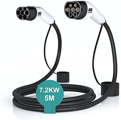 MAX GREEN EV/Electric Vehicle Car & Plug-in Hybrid Charging Cable Type 2 to Type 2, | 32Amp | Max Output Power 7.2KW | Single Phase | 5 Meters |